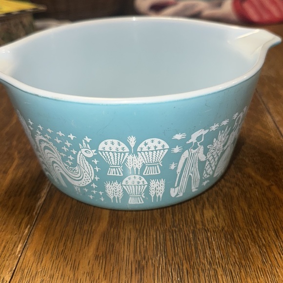 Vintage Pyrex Tourquoise Blue Amish Butterprint Casserole Dish 1 Qt #47 - Picture 3 of 7